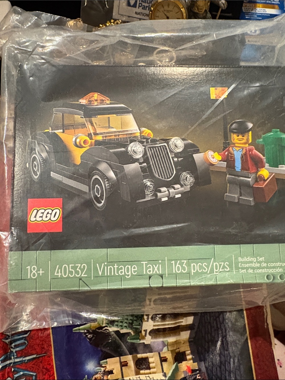 Lego Vintage Taxi in Black and Yellow with Minifigure